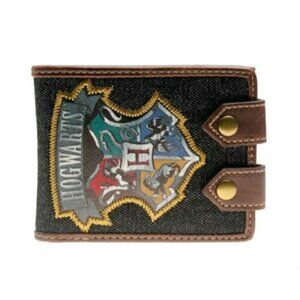 HARRY POTTER HOGWARTS BI-FOLD WALLET Denim & PU Leather Card Money Holder Case